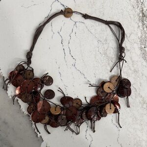 Handmade Boho Brown Button Necklace